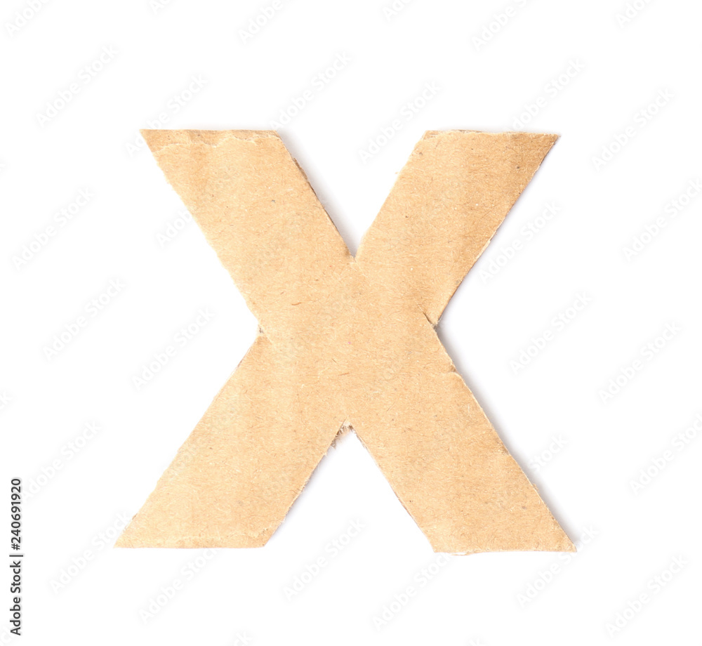 Fototapeta premium Letter X made of cardboard on white background