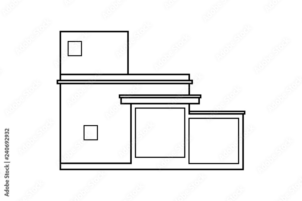 Abstract outline drawing, modern house or building square shape vector illustration Abstract outline drawing, modern house or building square shape vector illustration