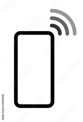Smartphone with waves symbol icon - black gray simple flat - vector