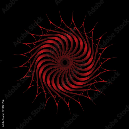 Abstract spirograph art , parabolic curve of line in circle form illustration. Vector image.Round pattern color on black background.