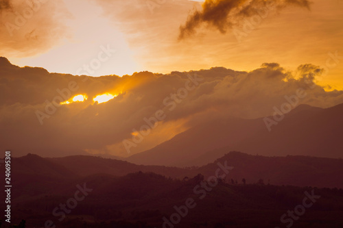 mountain and sunrise landscape nature background photo