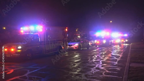 Sayreville NJ USA DECEMBER 23 2018 - Ambulance on Emergency, Accident on the roads, flashing lights, aid, health