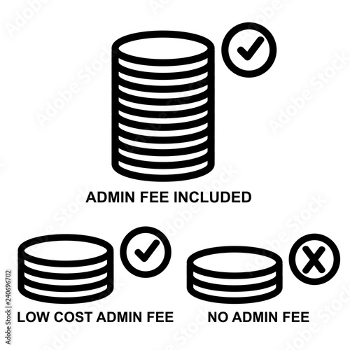 Icon, three category of Admin Fee, isolated on white