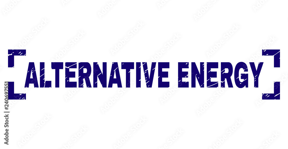 ALTERNATIVE ENERGY title seal stamp with grunge effect. Text title is placed between corners. Blue vector rubber print of ALTERNATIVE ENERGY with grunge texture. ALTERNATIVE ENERGY title seal stamp with grunge effect. Text title is placed between corners. Blue vector rubber print of ALTERNATIVE ENERGY with grunge texture.