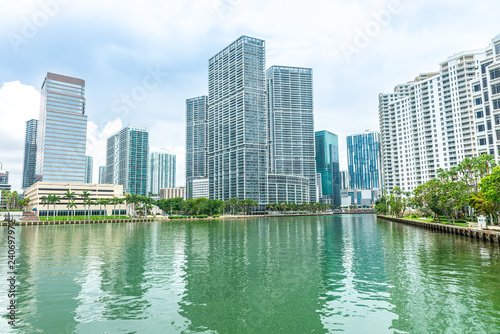 The Miami downtown skyline architecture and reflections