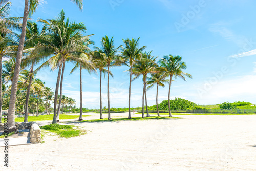 Miami beach sand on bright sunny day