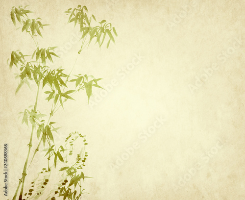 bamboo of Traditional chinese painting on old Paper Background