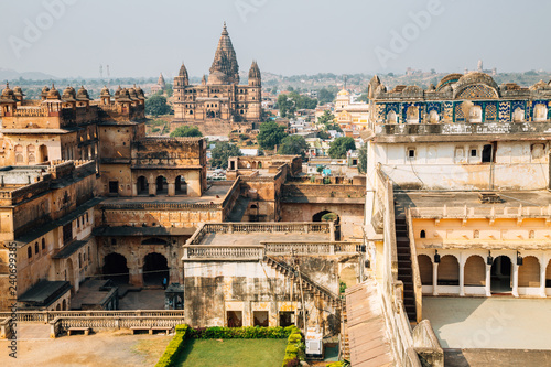 Orchha Fort and old city view in India photo