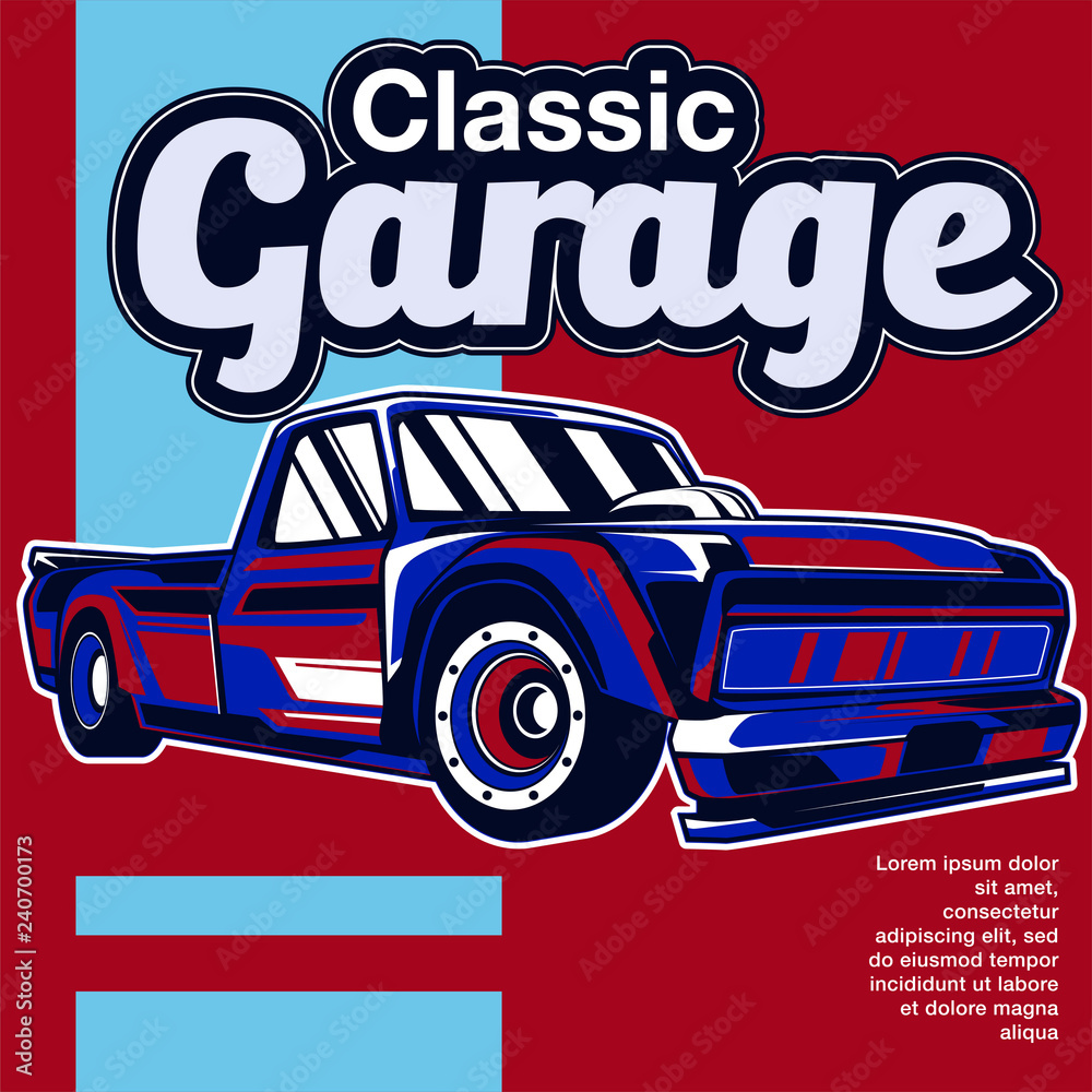 Fototapeta premium Retro car service sign. Vector illustration. - Vector
