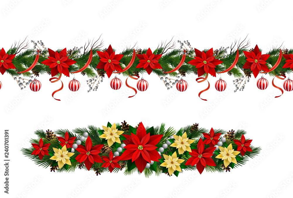 Set of n Seamless Christmas borders Set of n Seamless Christmas borders