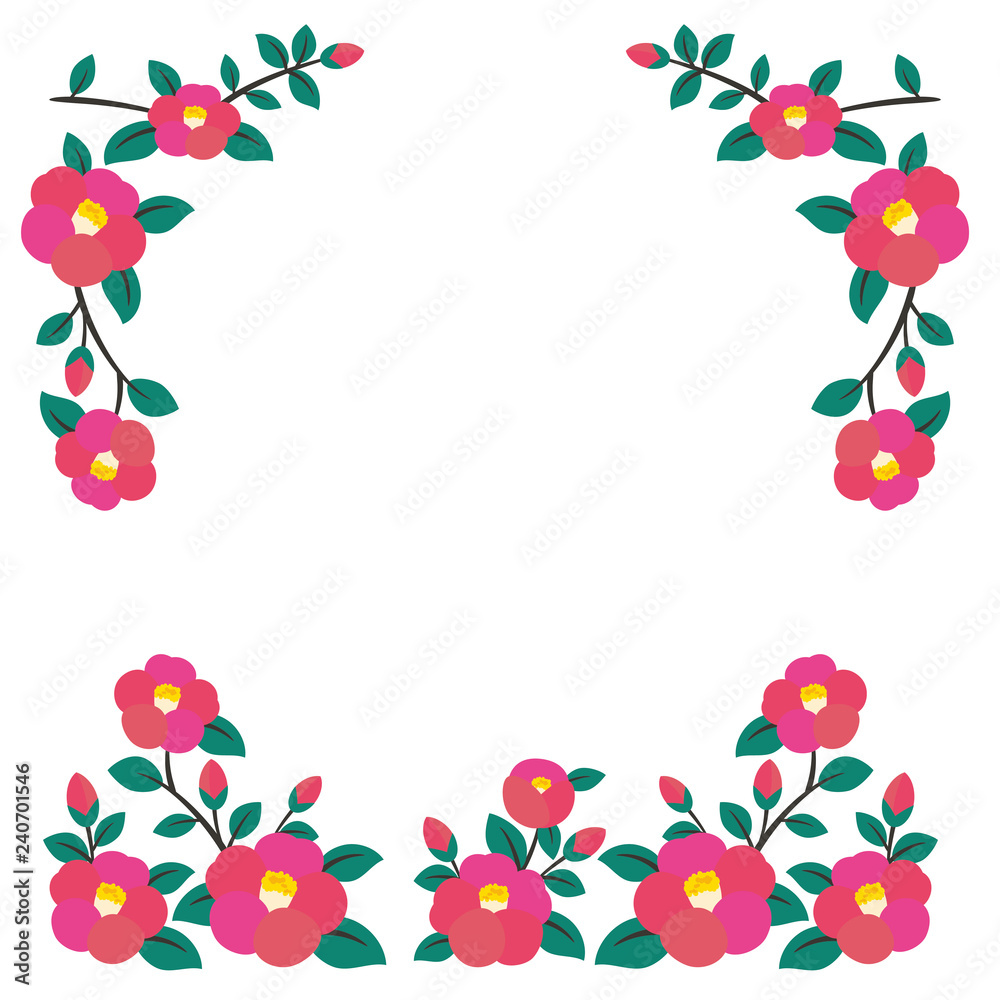 Vector frame illustration of camellia flowers