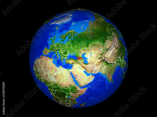 Georgia on planet planet Earth with country borders. Extremely detailed planet surface.