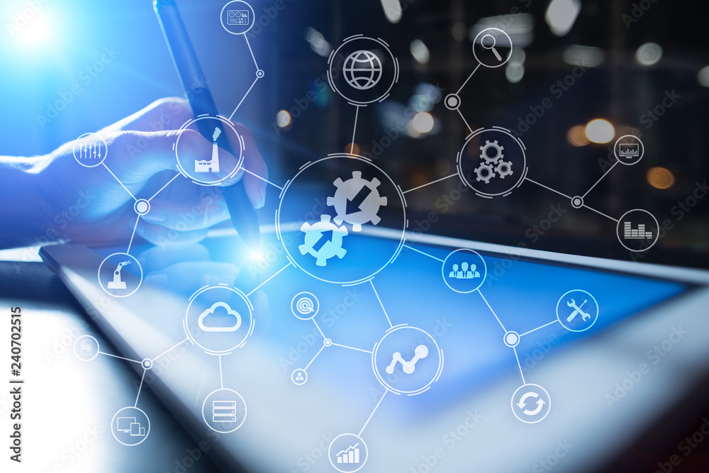 Data integration diagram and process automation business internet technology concept on virtual screen. Data integration diagram and process automation business internet technology concept on virtual screen.
