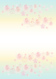 桜　水彩　手描き　背景　ブルーイエロー