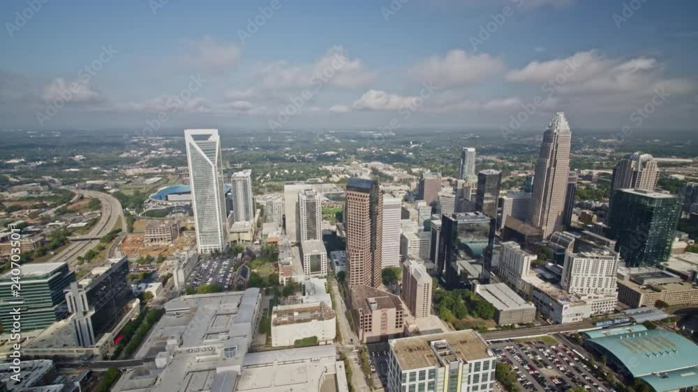 North Carolina Charlotte Aerial v8 Birdseye flying in reverse looking over downtown 10/17 North Carolina Charlotte Aerial v8 Birdseye flying in reverse looking over downtown 10/17