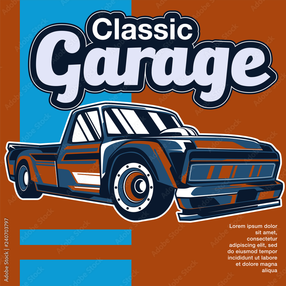 Fototapeta premium vintage car, hot rod garage, hotrods car,old school car - Vector 