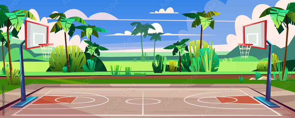 Campo De Basquetebol Arena Estádio Cartoon Salão Vazio Joga Jogo De Basquete  Ilustração do Vetor - Ilustração de jogo, espectadores: 217301199