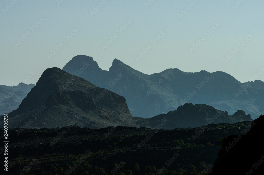 Al Jabal al Akhdar. Rocky peaks of Oman.