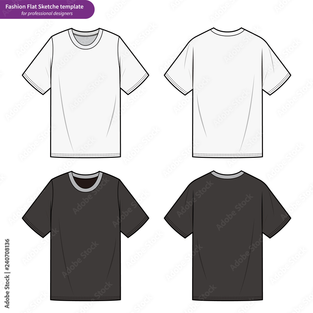 OVERFIT Tee shirt fashion flat technical drawing template Stock Vector ...