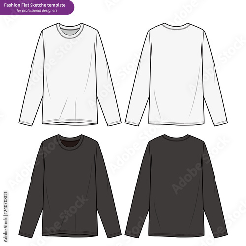  LONG SLEEVE SHIRTS fashion flat technical drawing template