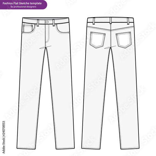  PANTS JEANS Fashion flat technical drawing vector template