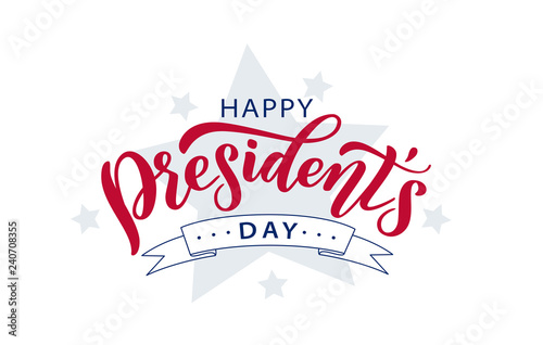 Canvas Print Happy Presidents Day with stars and ribbon