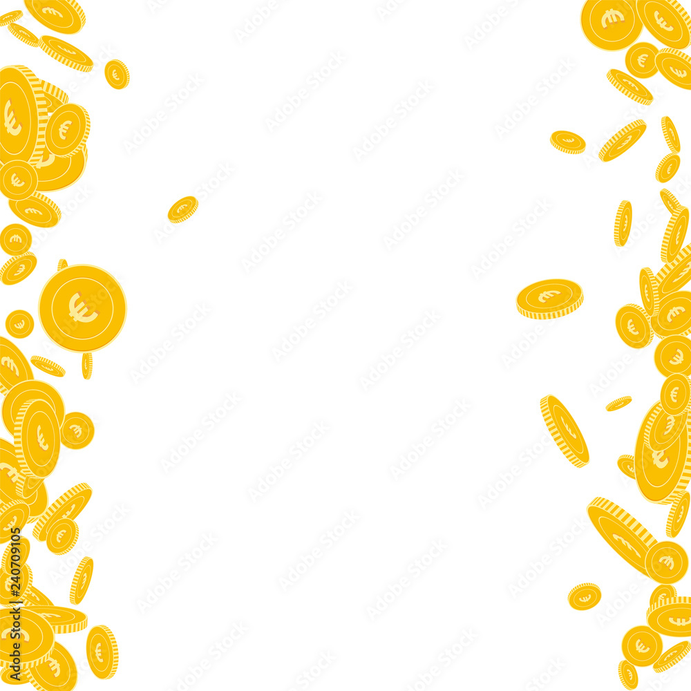 European Union Euro coins falling. Scattered float European Union Euro coins falling. Scattered float