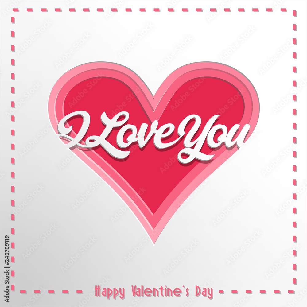 valentines day card with heart with I love you text