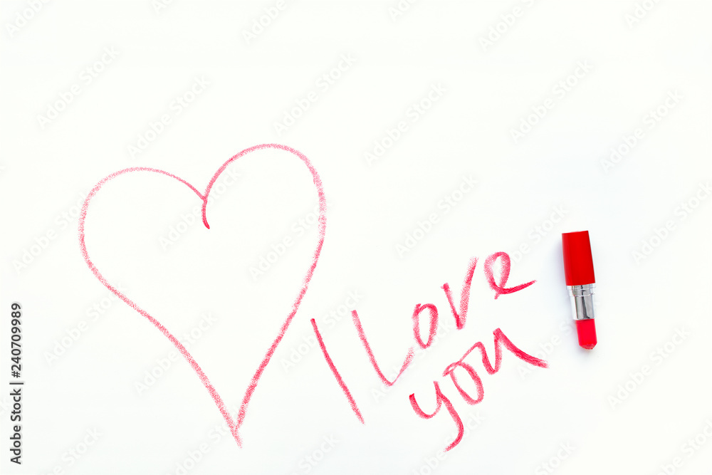 heart drawn with lipstick on a white background