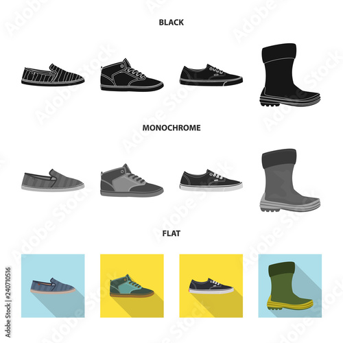 Isolated object of shoe and footwear icon. Collection of shoe and foot vector icon for stock.