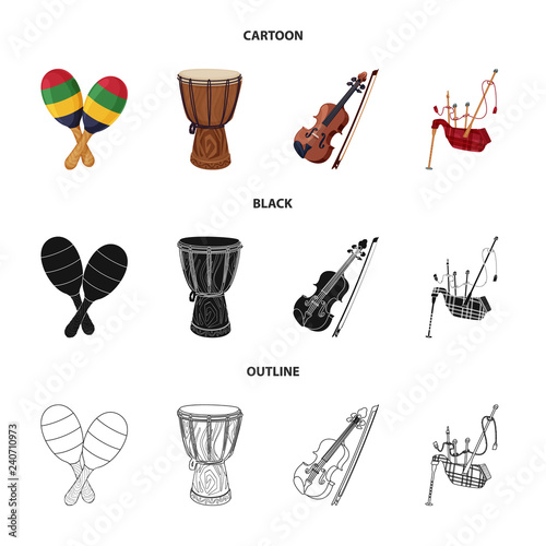 Isolated object of music and tune sign. Set of music and tool stock symbol for web.