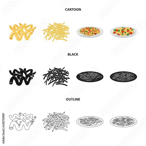 Vector design of pasta and carbohydrate icon. Collection of pasta and macaroni vector icon for stock.