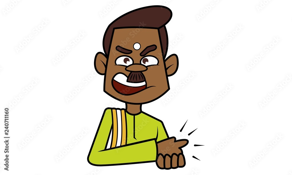 Vector cartoon illustration of south indian man angry. Isolated on white  background. Stock Vector | Adobe Stock