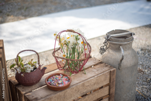 Foto Décoration de mariage, cérémonie laïque en extérieur