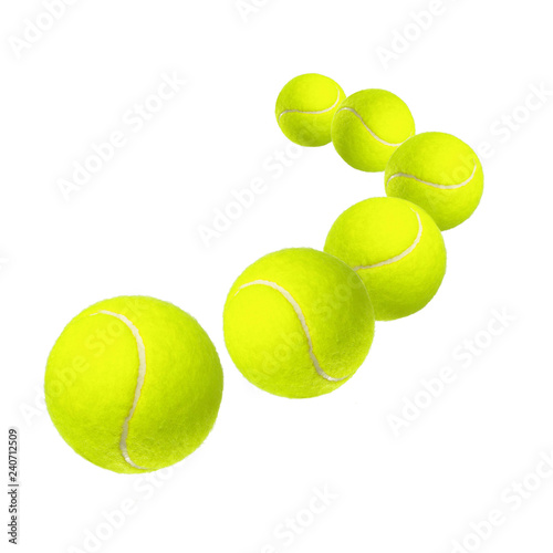 Six balls for tennis. Sports equipment. Isolated on white © yrafoto