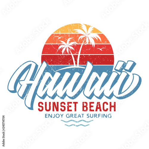 Hawaii Sunset Beach - Tee Design For Printing