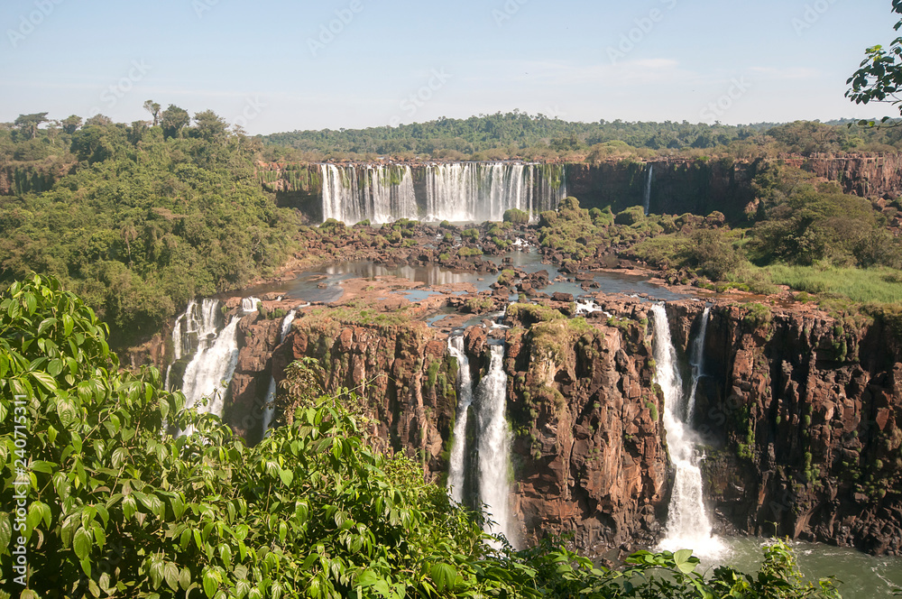  Devil's Throat (Garganta del Diablo) of the Iguazu waterfalls, the largest in the world. Iguazu Falls located on the Iguazu River on the border of the Argentina,Brazil,