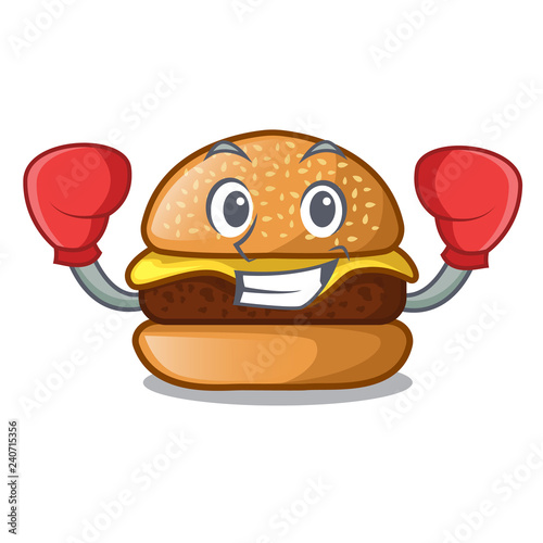Boxing cheese burger isolated on a mascot