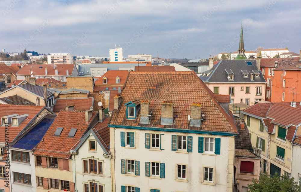 Roofs of the Montbeliard town in Doubs department in the Bourgogne Franche Comté region in eastern France