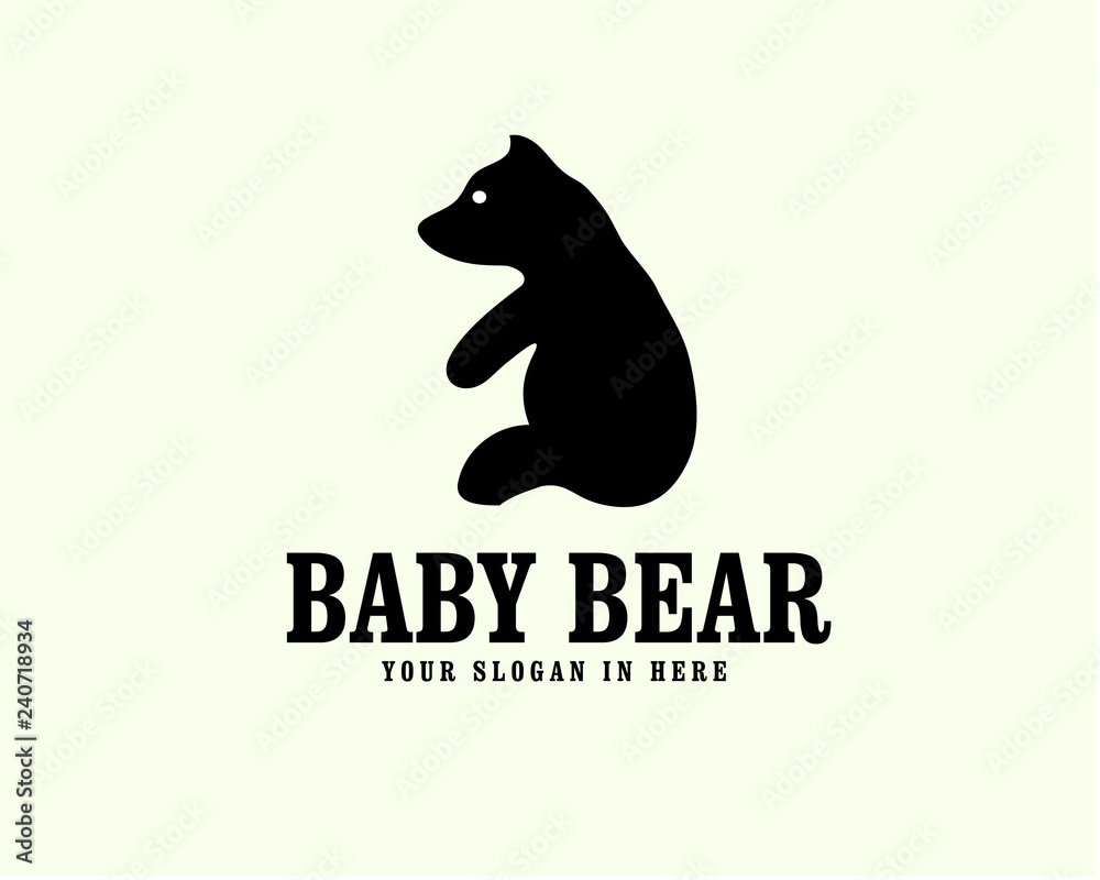 Fototapeta premium sitting bear, lazy bear logo design inspiration
