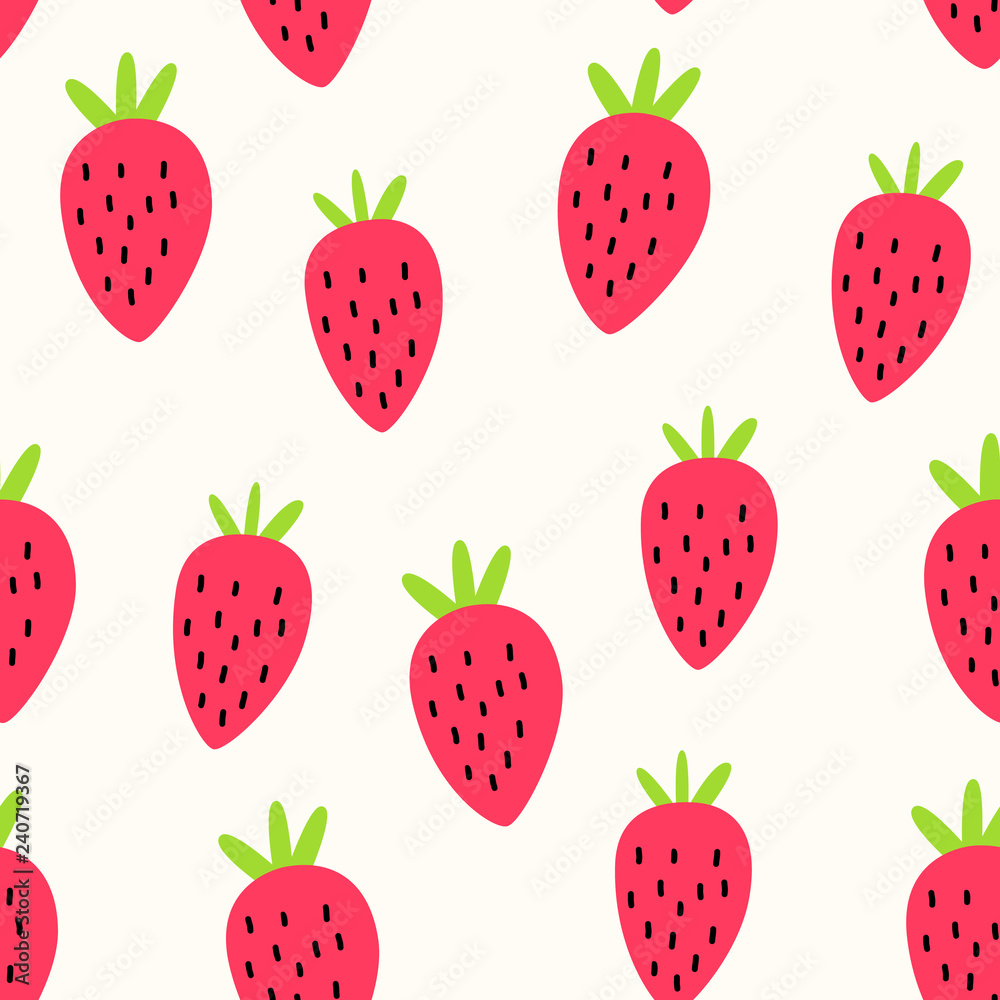 Vector seamless pattern with strawberries. Scandinavian style, cute print Vector seamless pattern with strawberries. Scandinavian style, cute print