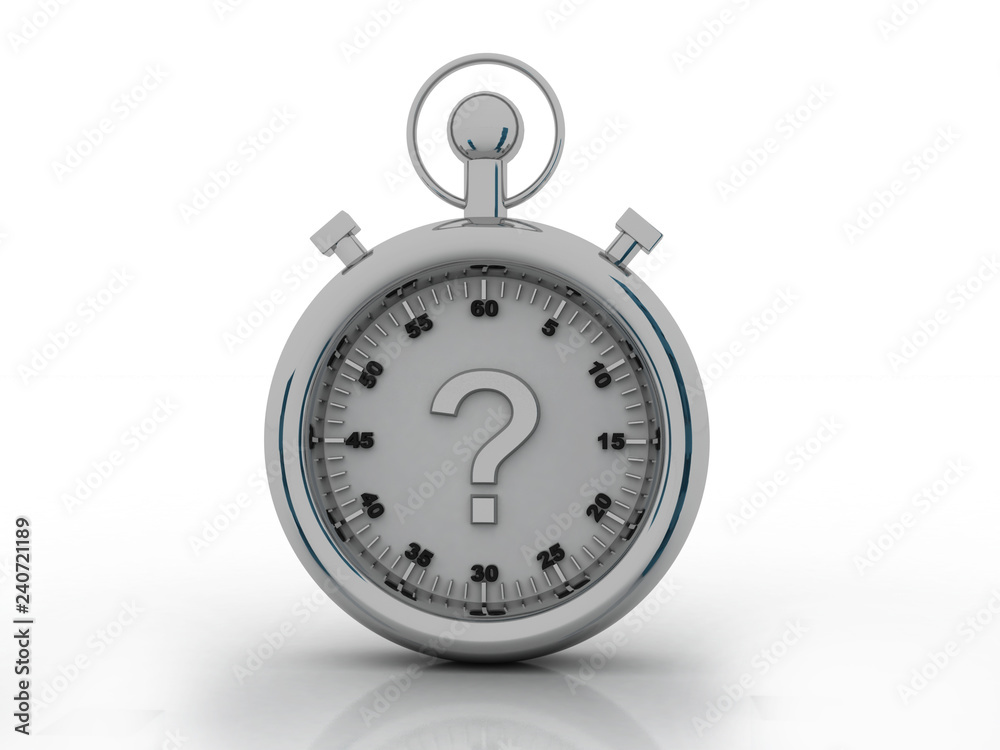 3d rendering question mark in stopwatch 3d rendering question mark in stopwatch