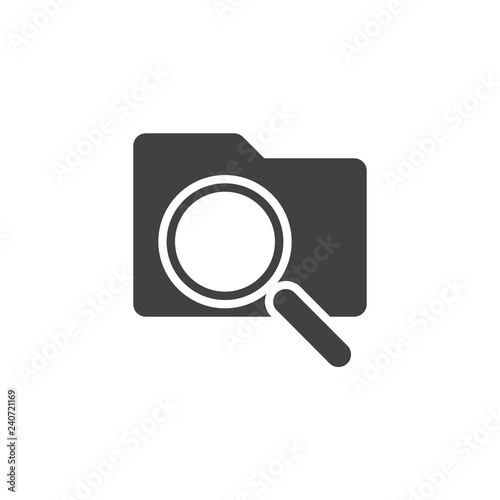 Document search vector icon. filled flat sign for mobile concept and web design. File folder and magnifier simple solid icon. Symbol, logo illustration. Pixel perfect vector graphics