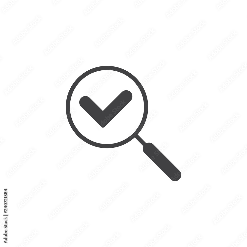 Check search vector icon. filled flat sign for mobile concept and web design. Magnifying glass and check mark simple solid icon. Symbol, logo illustration. Pixel perfect vector graphics Check search vector icon. filled flat sign for mobile concept and web design. Magnifying glass and check mark simple solid icon. Symbol, logo illustration. Pixel perfect vector graphics