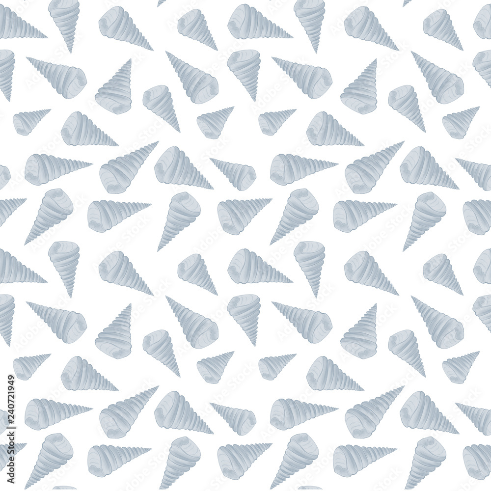 Fototapeta premium Pattern of seashells. Sea illustration. Pencil drawing. For cover design, postcards.