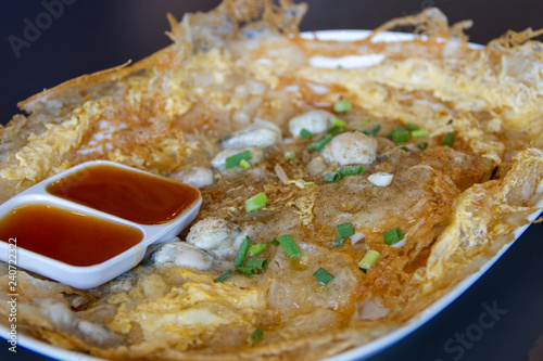 Fotografie oysters fried in egg batter Sales in the street Food Thailand