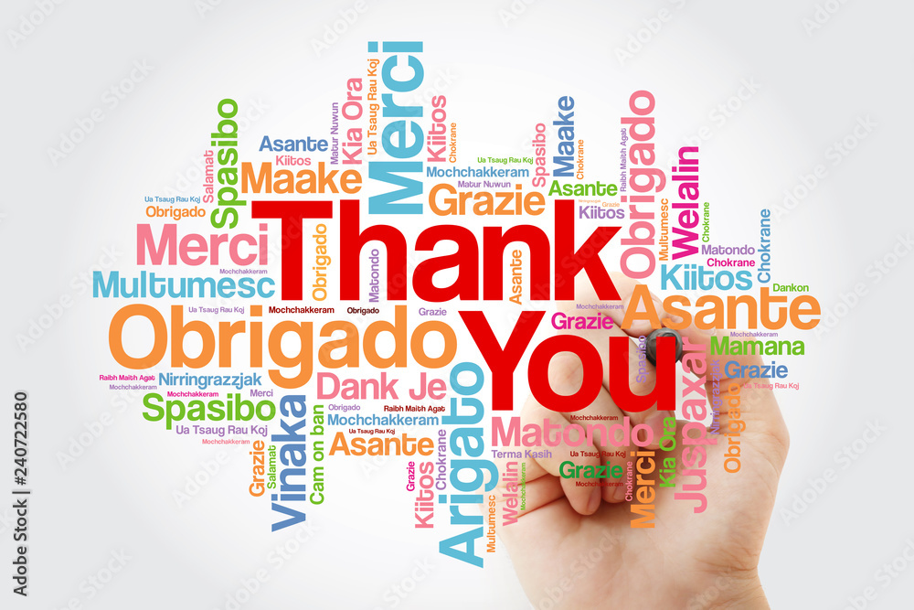 Thank You word cloud in different languages with marker, concept background Thank You word cloud in different languages with marker, concept background