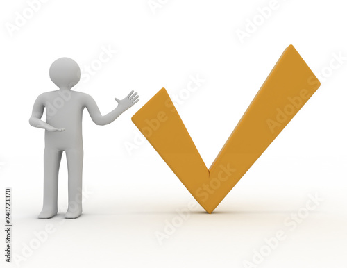 3d man presenting  check mark