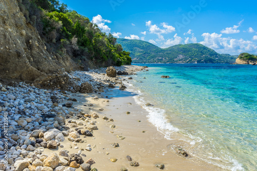 Fototapeta Naklejka Na Ścianę i Meble -  Greece, Zakynthos, Ideal remote white sand beach and turquoise water
