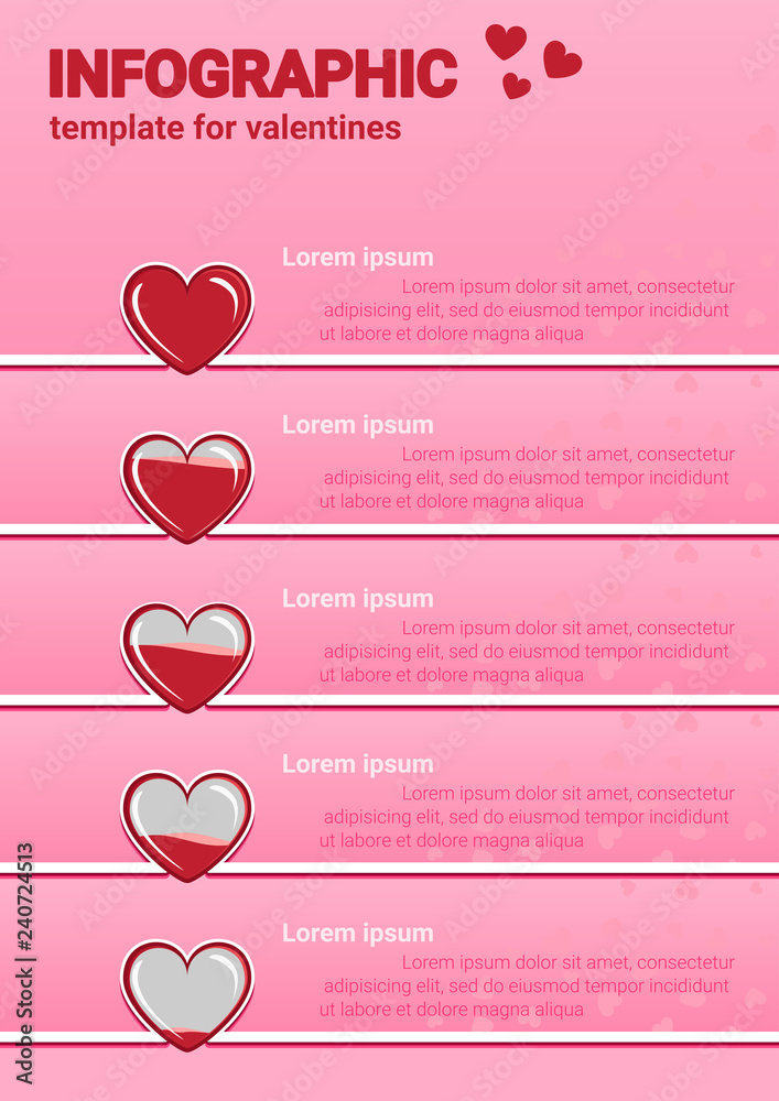 valentine love Infographic data.Presentation chart.diagram with steps  template.Creative vector illustration. Stock Vector
